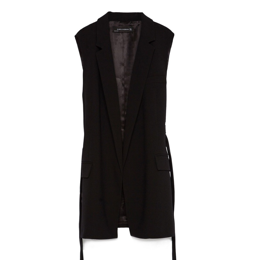 Zara Black Sleeveless Waistcoat Blazer
